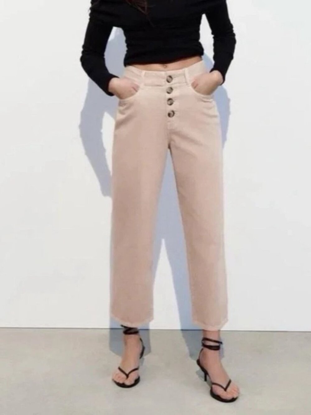 Zara Wide Leg High Waisted Culotte Jeans, Size 6